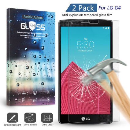 LG G4 Screen Protector Full Cover [2-PACK], Pacific Asiana 0.3mm HD Clear Ballistic [Tempered Glass] Protective Skin Cover Edge to Edge for LG G4 with 9H Hardness/Anti-scratches/Anti-fingerprints