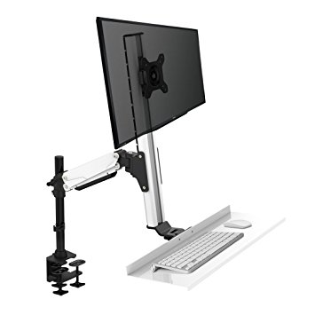Rocelco - Ergonomic Adjustable Height Sit Stand Desk Mount, up to 27 Inch Monitor, Keyboard Tray, (EFD)