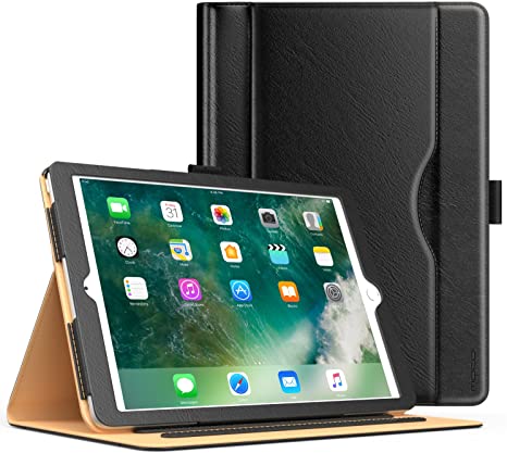 MoKo Case for iPad 9.7 2018/2017 - Slim Folding Stand Folio Cover Case for Apple iPad 9.7 Inch (iPad 5, iPad 6) with Document Card Slots, Multiple Viewing angles, BLACK