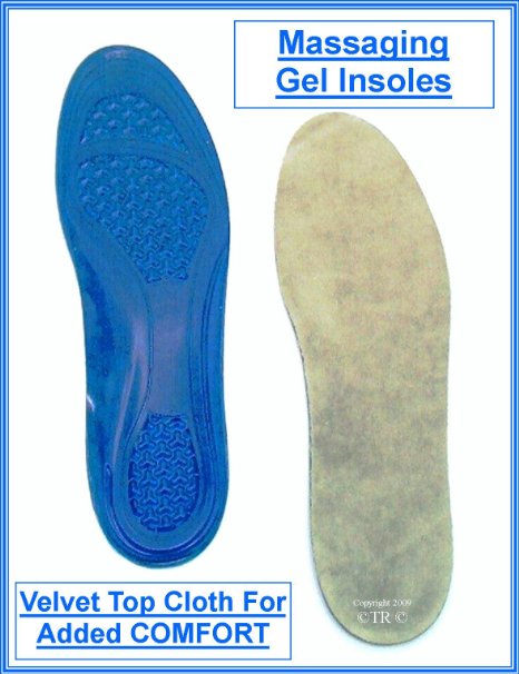 Massaging Sports Gel Insoles MENS Relieves Sore Feet