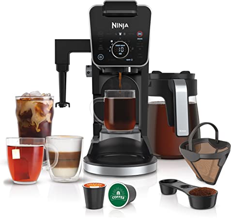 Ninja CFP307 DualBrew Pro Specialty Coffee System, Single-Serve, Compatible with K-Cups & 12-Cup Drip Coffee Maker, with Permanent Filter, Black