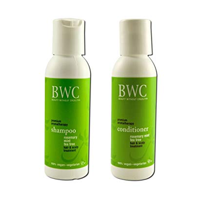 BWC Trial and travel Minis Rosemary and Tea Tree and Mint Shampoo and BWC Trial and travel Minis Rosemary and Tea Tree and Mint Conditioner Bundle, 2 fl oz (59 ml) each