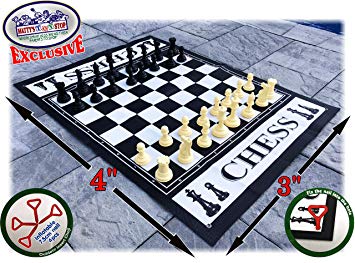 Matty's Toy Stop Deluxe Large Chess (Indoor/Outdoor) Game with 6" King, 4' x 3' Game Mat with with Anchors
