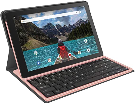 RCA 10" HD Quad-Core 16GB Tablet Folio Keyboard Plus 16GB SD Card (Rose Gold)