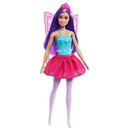 Barbie Dreamtopia Fairy Doll (11.5-in, Purple Hair) Wearing Skirt, Clip-On Wings & Tiara, Gift 3 to 7 Year Olds