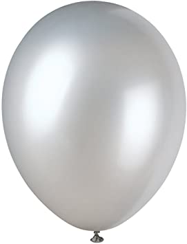 12" Latex Pearlized Shimmering Silver Balloons, 50ct