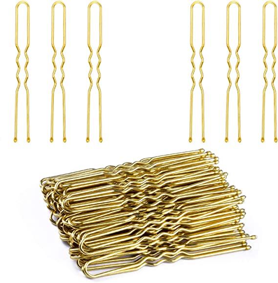 U Shaped Hair Pins, IKOCO 80pcs Bun Hair Pins for Women with Storage Box Golden(2.4 inch)