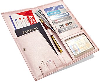 Travel Wallet - Passport Holder - Long Leather Wallet and Travel Document Organizer - Wallet for Men and Women - Money Tickets and Card Organizer - RFID Travel Document Holder - in a Gift Box