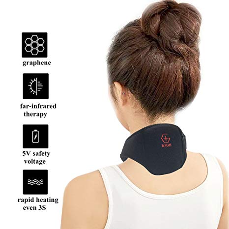 G Plus Graphene Far Infrared Heating Pad Portable Neck Belt Heat Therapy Relief Neck Pain and Eliminate Fatigue - Black