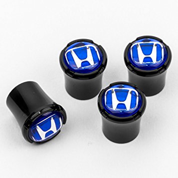 Honda Black Tire Valve Stem Caps - BLUE High-End Quality