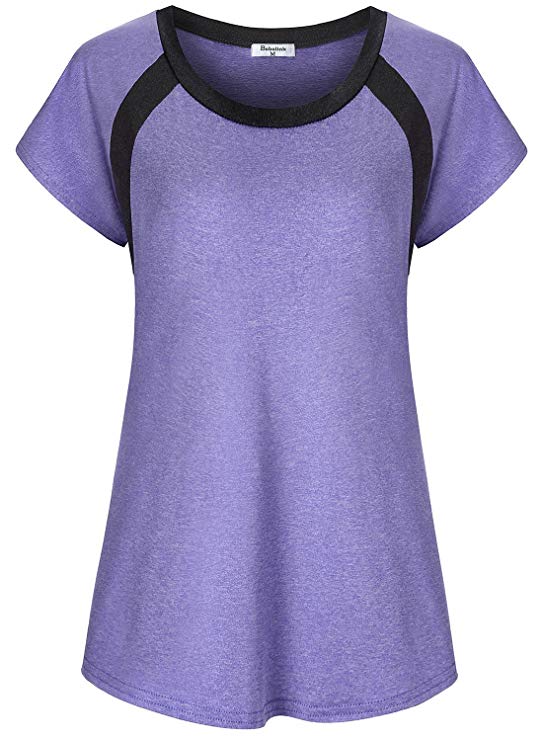 Bobolink Women Short Sleeve Workout Tops Gym Shirts Loose Fit Yoga Activewear Clothes