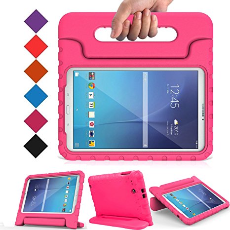 BMOUO Samsung Galaxy Tab E 9.6 inch Case - Shockproof Light Weight Protection Convertible Handle Stand Kids Case for Samsung Galaxy Tab E / Tab E Nook 9.6 Inch 2015 Tablet , Rose