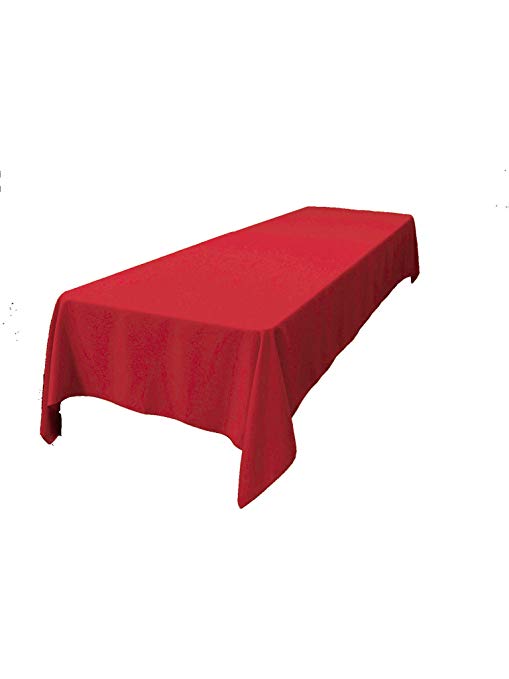 LA Linen Polyester Poplin Tablecloth, 60-Inch by 120-Inch, Red