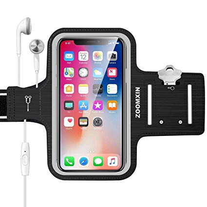 Smartphone Sports Armband for iPhone X, 8 Plus, 7 Plus, 6 Plus, 6s Plus, Samsung Galaxy S9/S8/S7/S6/A5/A3 (5.5inch), Water Resistant, Sweat Proof with Hidden Pocket for Card Slot and Key Holder