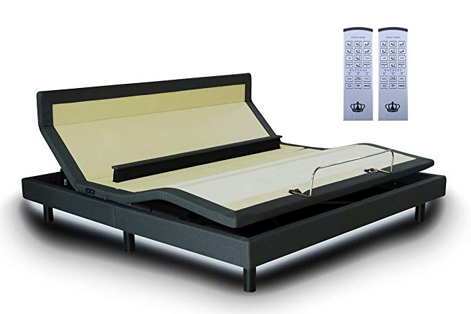 DynastyMattress New! DM9000s -Top of The Line Adjustable Bed Base-Wireless Remote-Dual Massage-Bluetooth- Head Tilt-Audio Music-Lumbar Support (King-Without Setup)