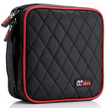 40 Capacity CD or DVD Case Holder Portable Wallet Disc Storage Binder Nylon CD Bag for Car, Home, Office and Travel Carrying Protector Organizer (Black)