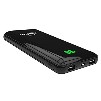 Jonkuu Compact 20000mAh 2-Port Ultra-Portable Phone Charger Power Bank with USB Type C Power Bank for iPhone, iPad, Samsung Galaxy and More (20000mAh, Black)