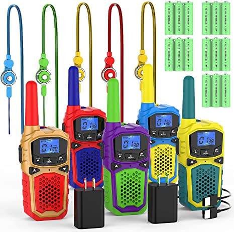Rechargeable Walkie Talkies for Adults Kids，Portable Two Way Radios Long Range with NOAA 2 USB Chargers and 15 Batteries for Camping Hiking Outside Adventures