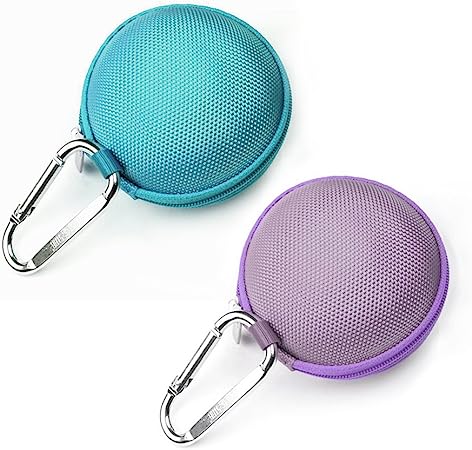 Case Star 2 PCS(Dark Green and Purple) Earphone Handsfree Headset HARD EVA Case - Clamshell/MESH Style with Zipper Enclosure, Inner Pocket, and Durable Exterior Plus Silver Climbing Carabiner With Case Star Cell Phone Bag (EVA Earphone Case-Dark Green and Purple)