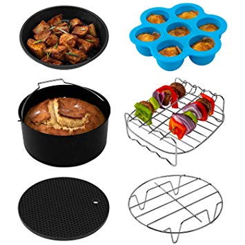 COSORI Air Fryer Accessories XL (C137-6AC), Set of 6 Fit all 3.7, 4.2, 5.3, 5.8QT Air Fryer, PDA Approved, BPA Free, 2-Year Warranty