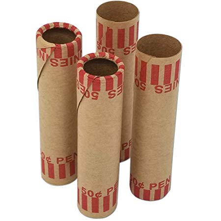 J Mark Burst Resistant Preformed Penny Coin Roll Wrappers, Made in USA, 92-Count Heavy Duty Cartridge-Style Coin Roller Tubes, Includes J Mark Coin Deposit Slip