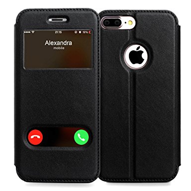 iPhone 8 Plus Case, iPhone 7 Plus Case, FYY Magnetic Cover Stand Case with Window View Function for iPhone 7 Plus/8 Plus(5.5 inch) Black