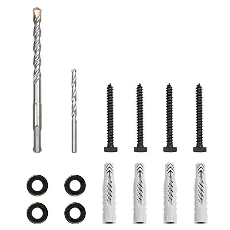 Heavy-Duty Lag Bolt Kit for Mounting TV Into Wood Concrete Brick - Includes Lag Screws Washers Fischer Concrete Anchors and 2 Drill Bits