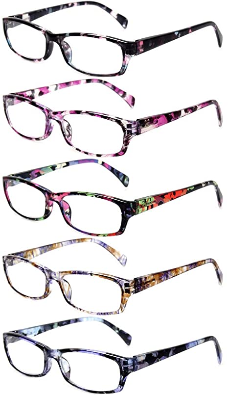 Reading Glasses 5 Pairs Stylish Color Readers Fashion Glasses for Reading Men & Women