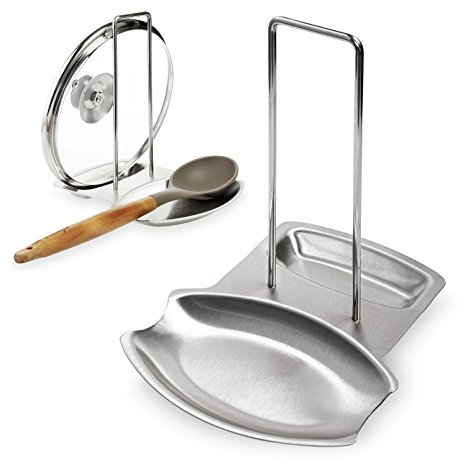 Miusco Stainless Steel Spoon and Lid Rest, Brushed Finished