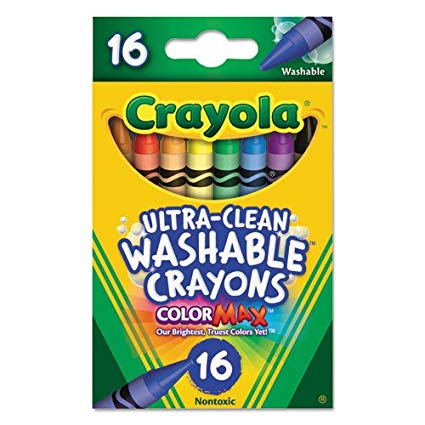 Crayola 526916 Ultra-Clean Washable Crayons, Regular, 8 Colors (Box of 16 Crayons)