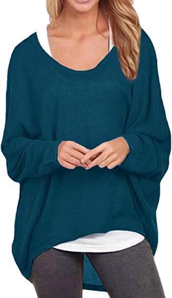 ZANZEA Women's Batwing Sleeve Off Shoulder Loose Oversized Baggy Tops Sweater Pullover Casual Blouse T-Shirt