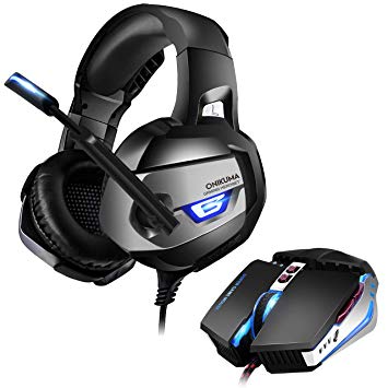 ONIKUMA Gaming Headset and Mouse Combo, Gaming Headphones for PS4, Xbox One, PC with Noise Cancelling Mic. Ergonomic Gaming Mice with Advanced Sensor, 4 Adjustable DPI & Colorful Breathing LED Lights