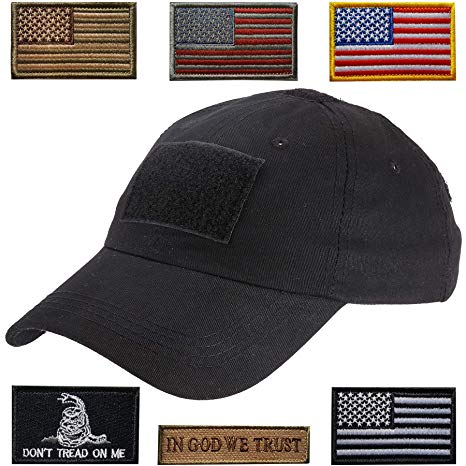 Lightbird Tactical Hat with 6 Pieces Tactical Military Patches, Adjustable Operator Hat, Durable Tactical OCP Flag Ball Cap Hat for Men Work, Gym, Hiking and More