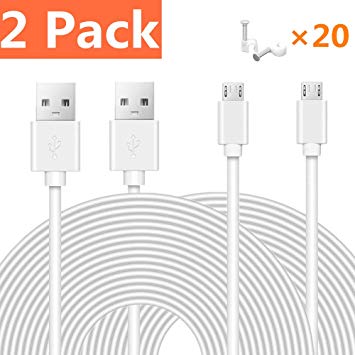 16.5ft Power Extension Cable for Wyze Cam Pan, Echo Auto, Playstation Classic, Zmodo, Blink, Yi Camera, Oculus Go, Nest Cam, Netvue, Furbo Dog, Amazon Cloud Camera (2 Pack, White)