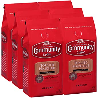 Community Coffee Toasted Hazelnut Flavored Ground Coffee, 12 Ounces (Pack Of 6)