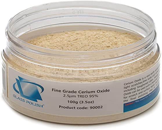 GLASS POLISH 90002 Fine Grade Cerium Oxide, Glass Polishing Solution, Glass Polishing Powder | 100 Grams