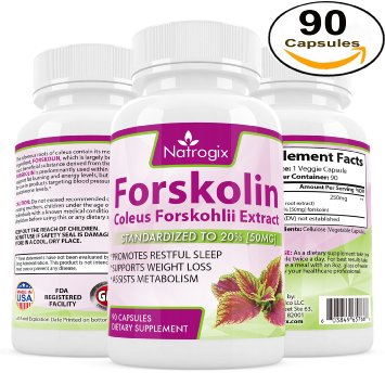Natrogix Pure Forskolin - Enzyme & Metabolism Multiple to Lose Weight. Best Supplement Recommend without Noticeable Side Effects (90 Capsules)