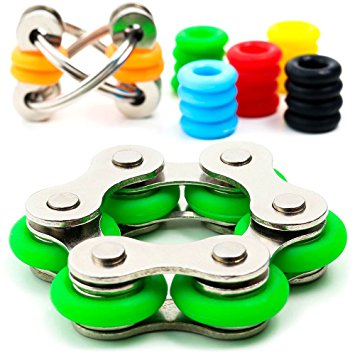 Fidget Toys for Sensory Kids Set - Roller Chain Fidget Toy   Flippy Chain Stress Reducer   20 Silicone Rings - 6 Customizable Colors for Flippy - Anxiety / ADHD Fidget Toys for Adults and Kids