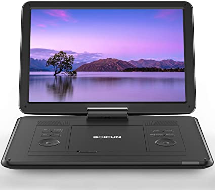17.5" Portable DVD Player with 15.6" Large HD Screen, 6 Hours Rechargeable Battery, Support USB/SD Card/Sync TV and Multiple Disc Formats, High Volume Speaker, Black