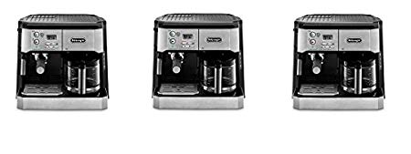 DeLonghi BCO430 Combination Pump Espresso and 10-cup Drip Coffee Machine with Frothing Wand, Silver and Black (3-(Pack))