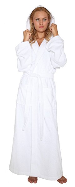 Arus Women's Pacific Style Full Length Hooded Turkish Cotton Bathrobe