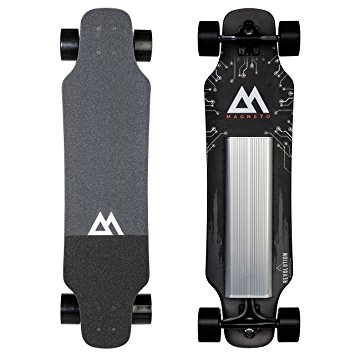 Magneto Revolution Electric Skateboard - Premium, High Performance Electric Skateboard - 20MPH | 12 Mile Range | 15% Grades - Assembled in the USA - Carbon Fiber & Maple Deck - Wireless Remote