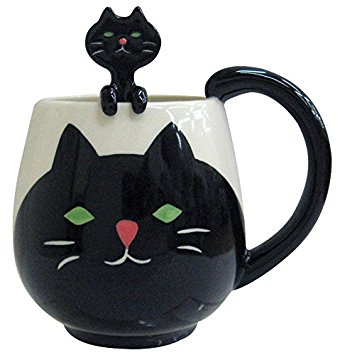 Decole Cat Mug and Spoon, 12 oz.