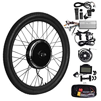 TTLIFE 26" 48V 1500W Front Wheel Powerful Brushless Gearless Hub Motor Electric Bike DIY Conversion Kits with LCD3 Display