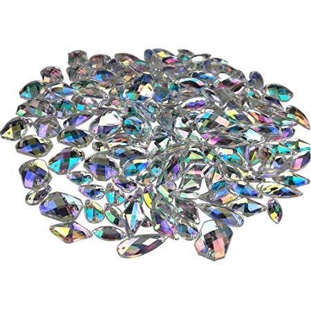 200PCS Sew on Rhinestones Acrylic Crystal Gems Flatback Diamantes with Mixed Shapes for DIY Crafts Handicrafts Clothes Bag Shoes Decorations by CSPRING