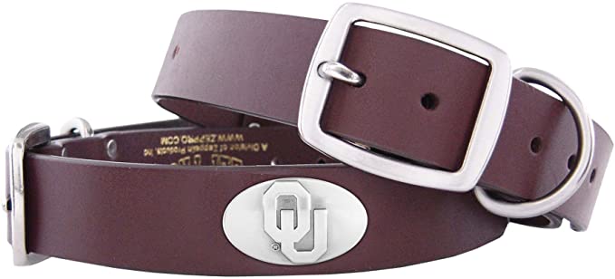 ZEP-PRO Oklahoma Sooners Brown Leather Concho Dog Collar, Medium