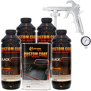 Custom Coat BLACK 4 Liter Urethane Spray-On Truck Bed Liner Kit with Custom Coat Spray Gun with Regulator with Regulator