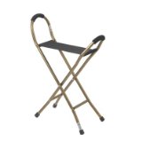 Drive Medical Folding Aluminum Cane with Sling Style Seat Bronze