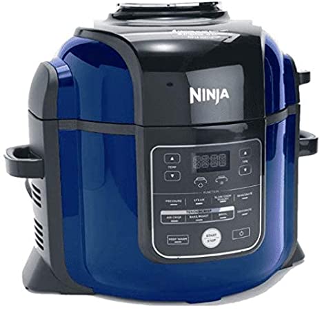 Ninja Foodi Pressure Cooker TenderCrisp Technology 8- Quart Pot Capacity Air Crisp Sear Sauté Bake Broil Steam Slow Cook Dehydrate All in One OP402 (Renewed) (Blue)