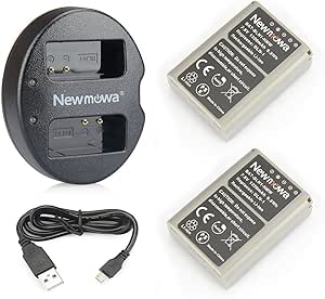 Newmowa BLN-1 Batteria (confezione da 2) e Doppio Caricatore USB per Olympus BLN-1, BCN-1 e Olympus OM-D E-M1, OM-D E-M5, PEN E-P5,OM-D E-M5 II